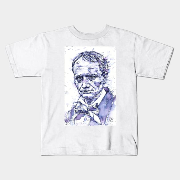 CHARLES BAUDELAIRE - watercolor and ink portrait Kids T-Shirt by lautir